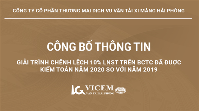 Giải trình chênh lệch 10% LNST trên BCTC đã được kiểm toán năm 2020 so với năm 2019